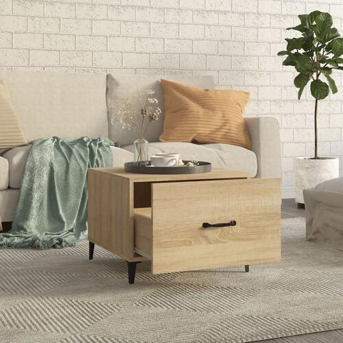 Sofabord med metalben 50x50x40 cm sonoma-eg