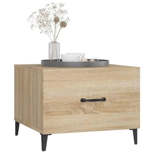 Sofabord med metalben 50x50x40 cm sonoma-eg