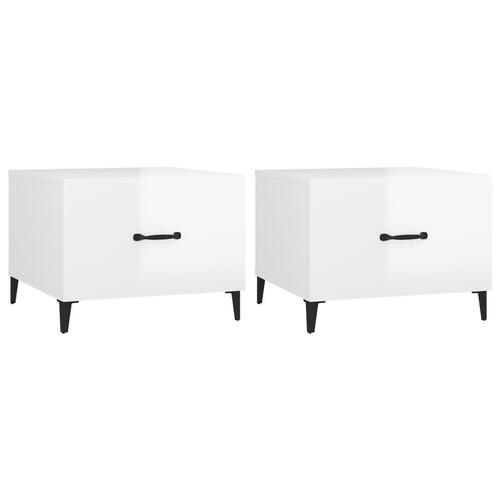 Sofaborde med metalben 2 stk. 50x50x40 cm hvid højglans
