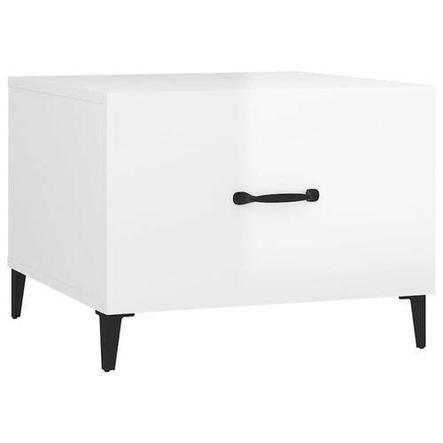 Sofaborde med metalben 2 stk. 50x50x40 cm hvid højglans