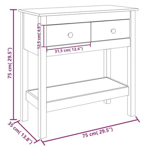Konsolbord 75x35x75 cm massivt fyrretræ