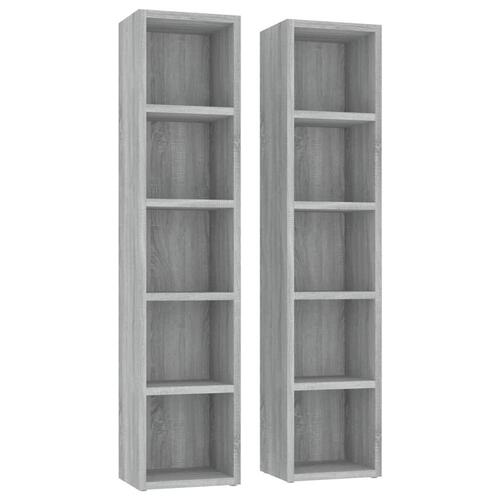 Cd-reoler 2 stk. 21x16x93,5 cm konstrueret træ grå sonoma-eg