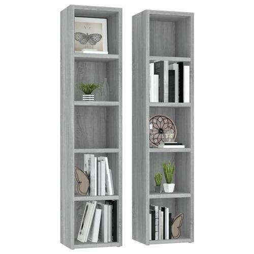 Cd-reoler 2 stk. 21x16x93,5 cm konstrueret træ grå sonoma-eg