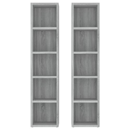 Cd-reoler 2 stk. 21x16x93,5 cm konstrueret træ grå sonoma-eg
