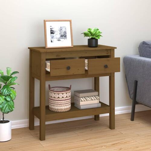 Konsolbord 75x35x75 cm massivt fyrretræ gyldenbrun