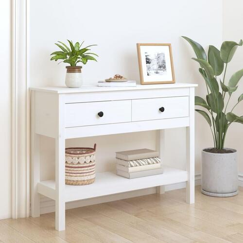 Konsolbord 100x35x75 cm massivt fyrretræ hvid