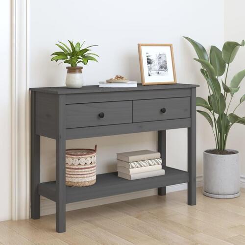 Konsolbord 100x35x75 cm massivt fyrretræ grå