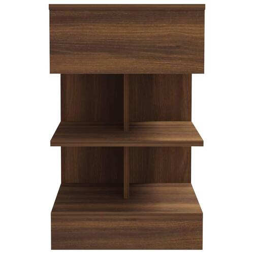 Sengeborde 2 stk. 40x35x65 cm konstrueret træ brunt egetræ