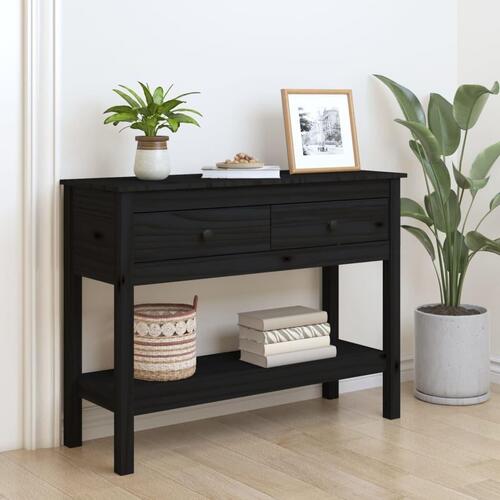 Konsolbord 100x35x75 cm massivt fyrretræ sort