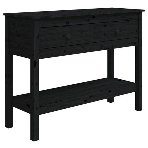 Konsolbord 100x35x75 cm massivt fyrretræ sort