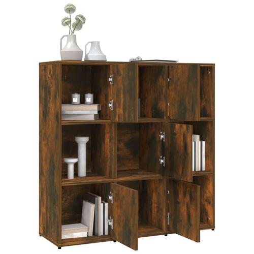 Bogreol 90x30x90 cm konstrueret træ røget egetræ