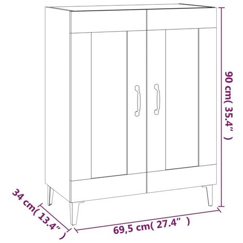 Skænk 69,5x34x90 cm konstrueret træ brun egetræsfarve