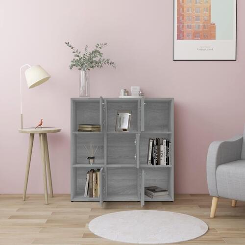 Bogreol 90x30x90 cm konstrueret træ grå sonoma-eg