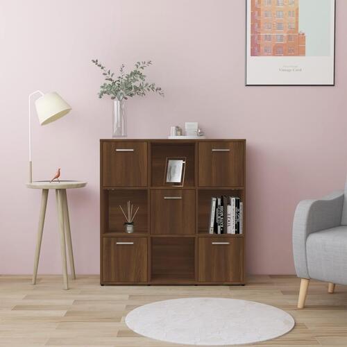 Bogreol 90x30x90 cm konstrueret træ brun egetræsfarve