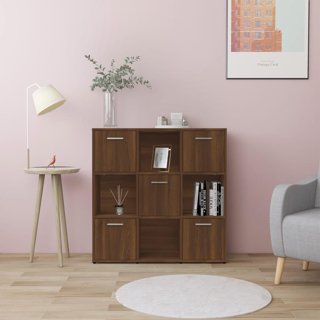 Bogreol 90x30x90 cm konstrueret træ brun egetræsfarve