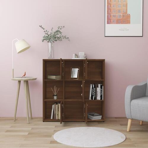 Bogreol 90x30x90 cm konstrueret træ brun egetræsfarve