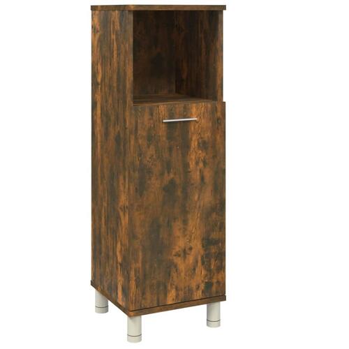 Badeværelsesskab 30x30x95 cm konstrueret træ røget egetræ