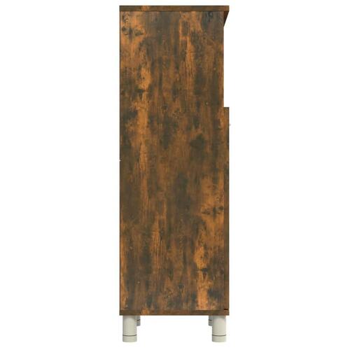 Badeværelsesskab 30x30x95 cm konstrueret træ røget egetræ
