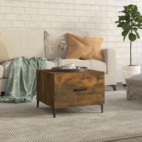 Sofabord med metalben 50x50x40 cm røget egetræsfarve