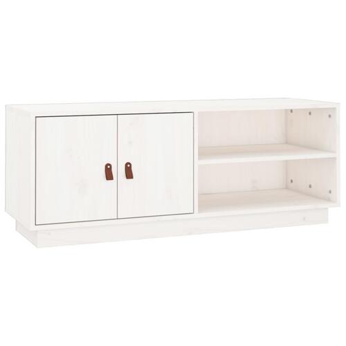 Tv-bord 105x34x40 cm massivt fyrretræ hvid