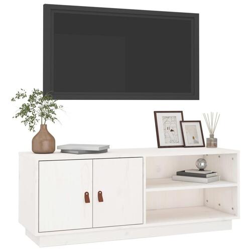 Tv-bord 105x34x40 cm massivt fyrretræ hvid