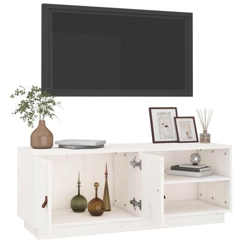 Tv-bord 105x34x40 cm massivt fyrretræ hvid