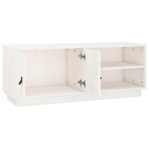 Tv-bord 105x34x40 cm massivt fyrretræ hvid