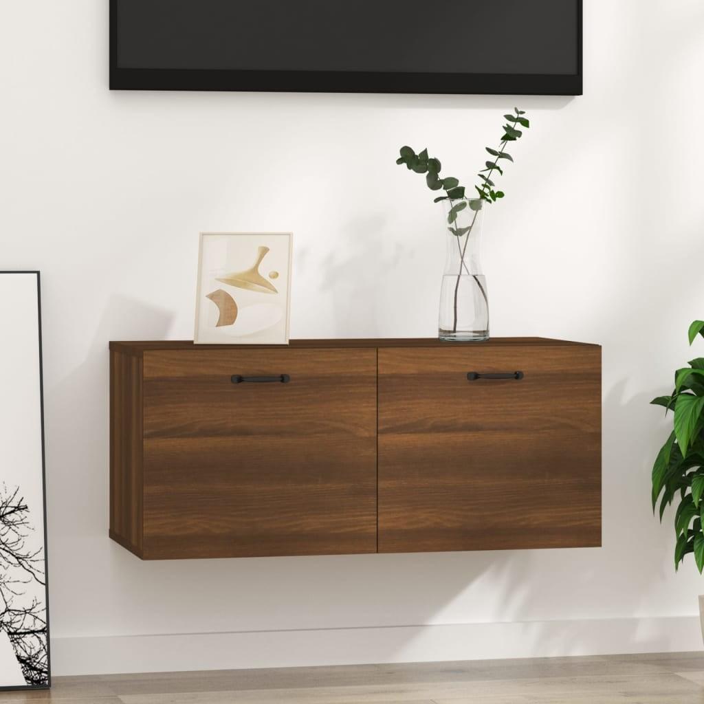 Vægskab 80x36,5x35 cm konstrueret træ brun egetræsfarve