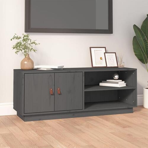 Tv-bord 105x34x40 cm massivt fyrretræ grå