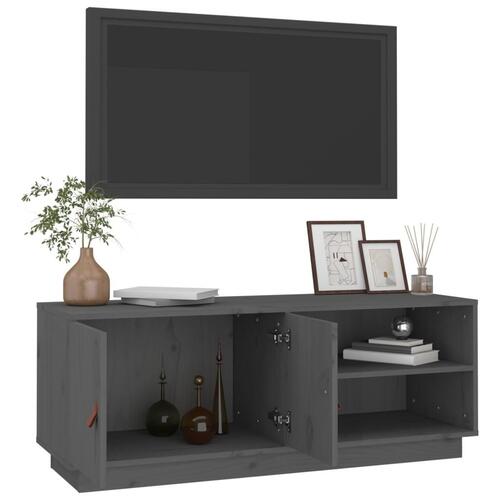 Tv-bord 105x34x40 cm massivt fyrretræ grå