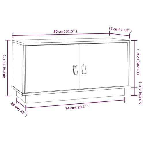 Tv-bord 80x34x40 cm massivt fyrretræ