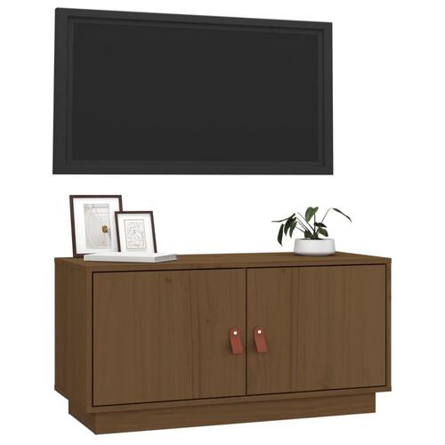 Tv-bord 80x34x40 cm massivt fyrretræ gyldenbrun