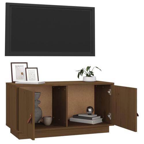 Tv-bord 80x34x40 cm massivt fyrretræ gyldenbrun