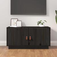 Tv-bord 80x34x40 cm massivt fyrretræ sort