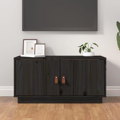 Tv-bord 80x34x40 cm massivt fyrretræ sort