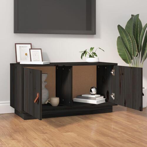 Tv-bord 80x34x40 cm massivt fyrretræ sort