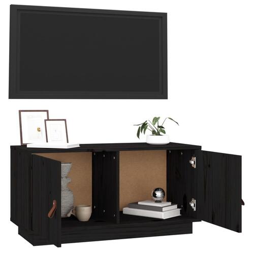 Tv-bord 80x34x40 cm massivt fyrretræ sort