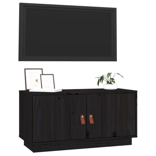 Tv-bord 80x34x40 cm massivt fyrretræ sort