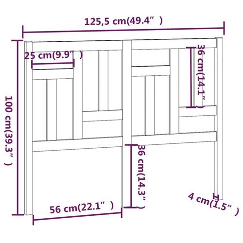 Sengegavl 125,5x4x100 cm massivt fyrretræ