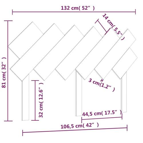 Sengegærde 132x3x81 cm massivt fyrretræ grå