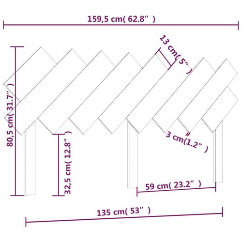 Sengegavl 159,5x3x80,5 cm massivt fyrretræ gyldenbrun