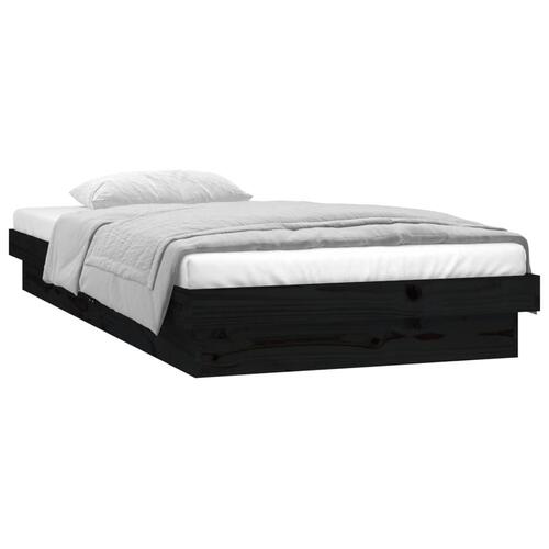 Sengeramme med LED-lys 100x200 cm massivt træ sort