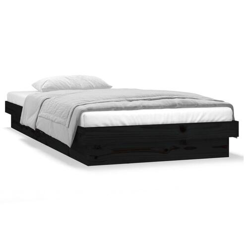 Sengeramme med LED-lys 100x200 cm massivt træ sort