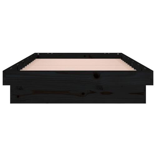 Sengeramme med LED-lys 100x200 cm massivt træ sort