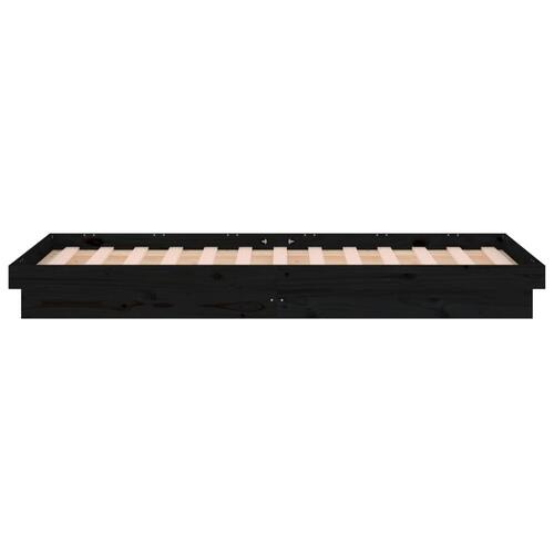 Sengeramme med LED-lys 100x200 cm massivt træ sort