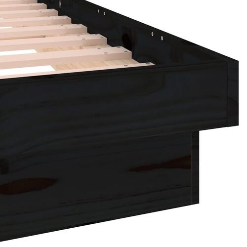 Sengeramme med LED-lys 100x200 cm massivt træ sort