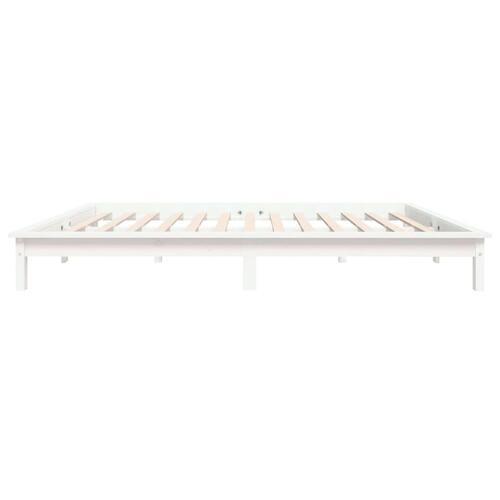 Sengeramme 180x200 cm massivt fyrretræ hvid