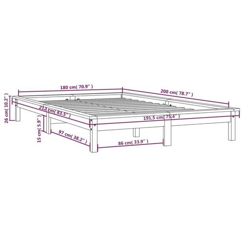 Sengeramme 180x200 cm massivt fyrretræ hvid