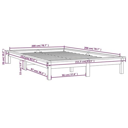 Sengeramme 200x200 cm massivt fyrretræ hvid