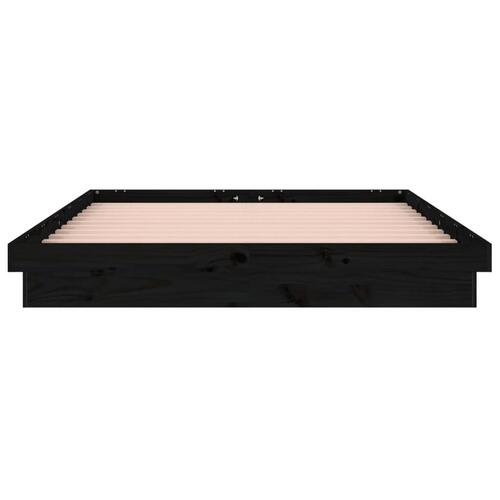 Sengeramme med LED 150x200 cm kingsize massivt træ sort